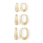 Waterproof Oval Hoop Earring Set