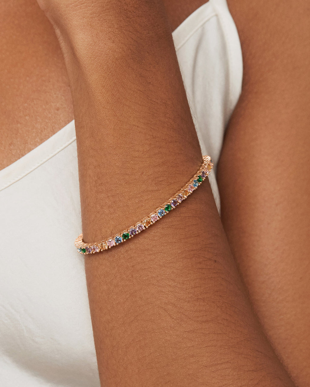 Medium Colored Cubic Zirconia Tennis Bracelet