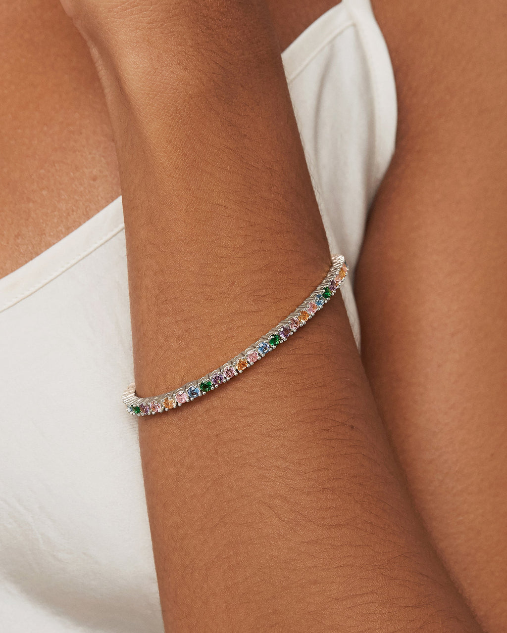 Medium Colored Cubic Zirconia Tennis Bracelet