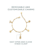 Lucky Girl Charm Twisted Bar Link Chain Bracelet Set
