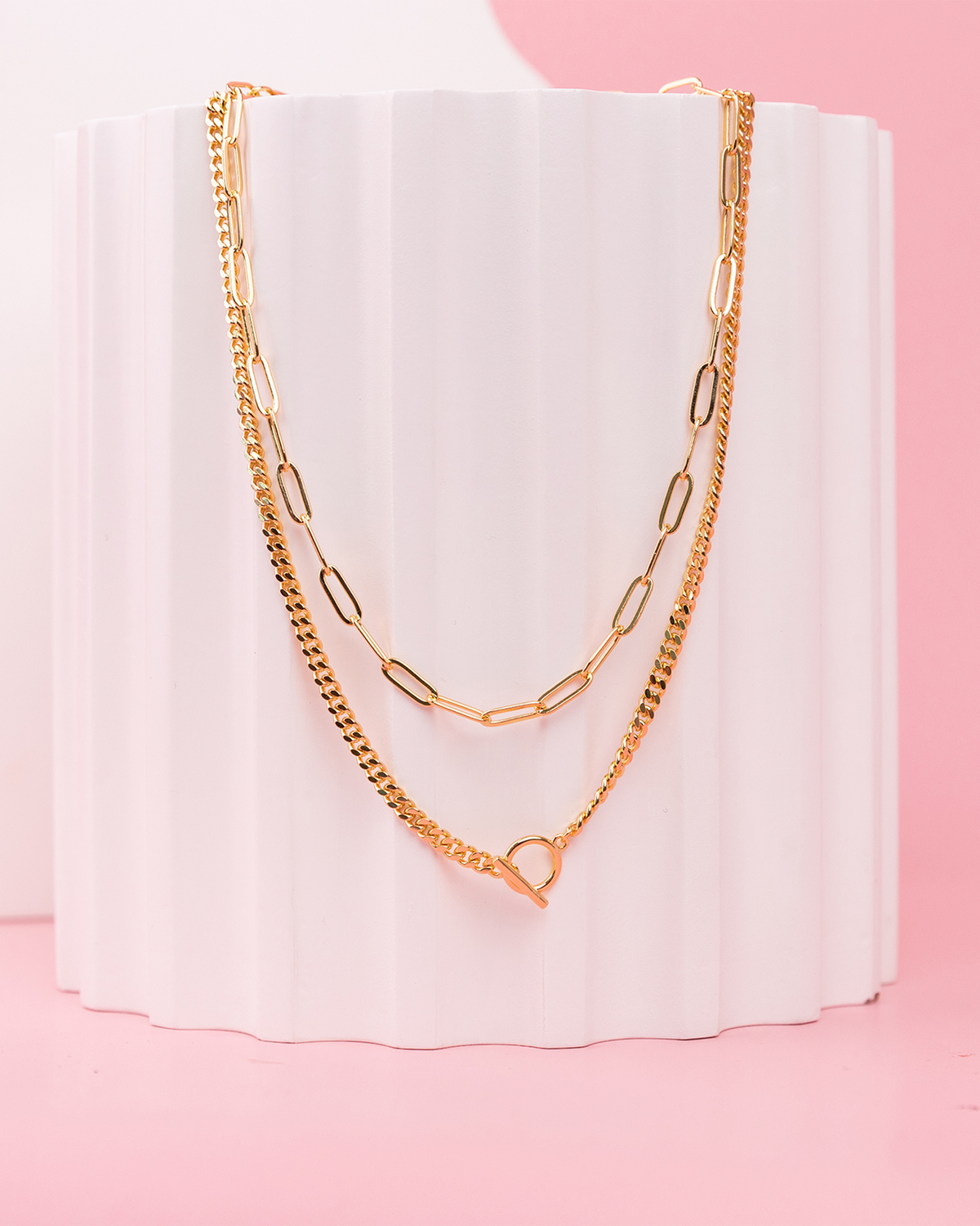 Layered Chain Circle Necklace