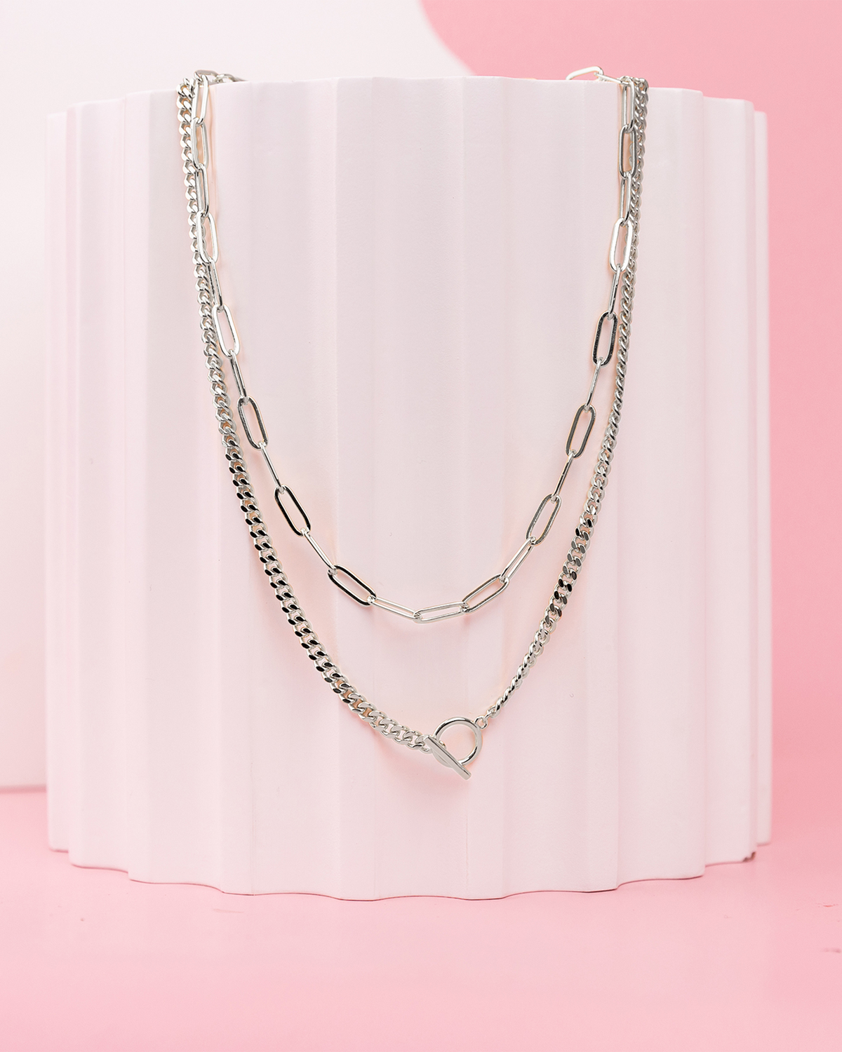 Layered Chain Circle Necklace