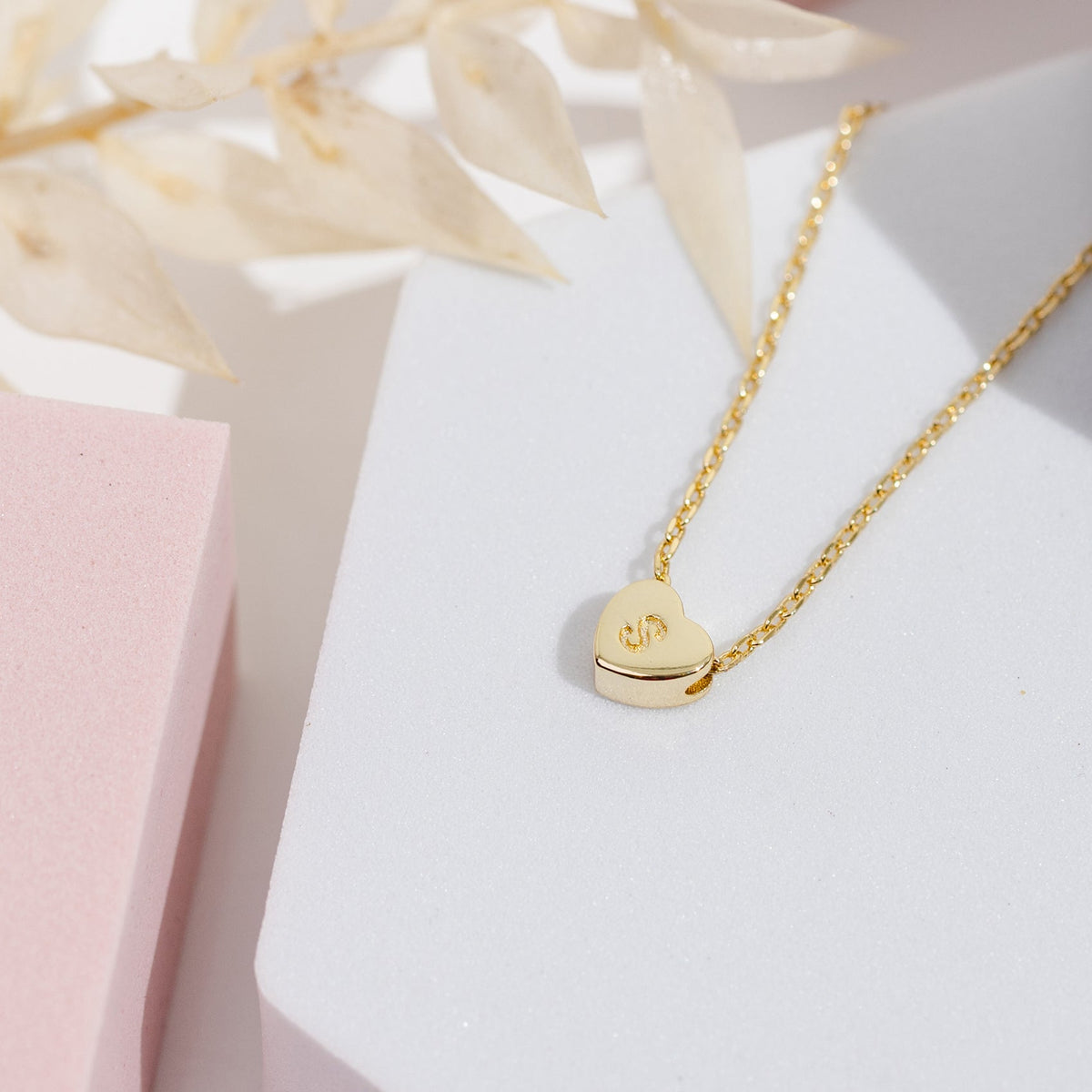 Dainty Heart Initial Necklace