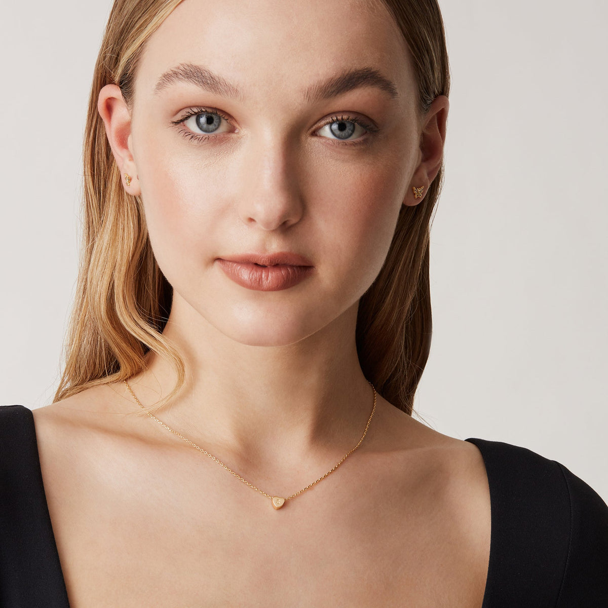 Dainty Heart Initial Necklace