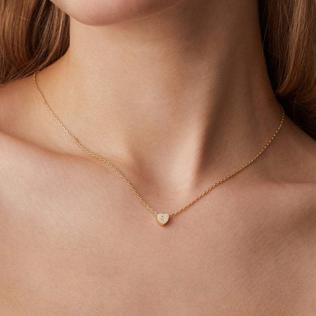 Dainty Heart Initial Necklace