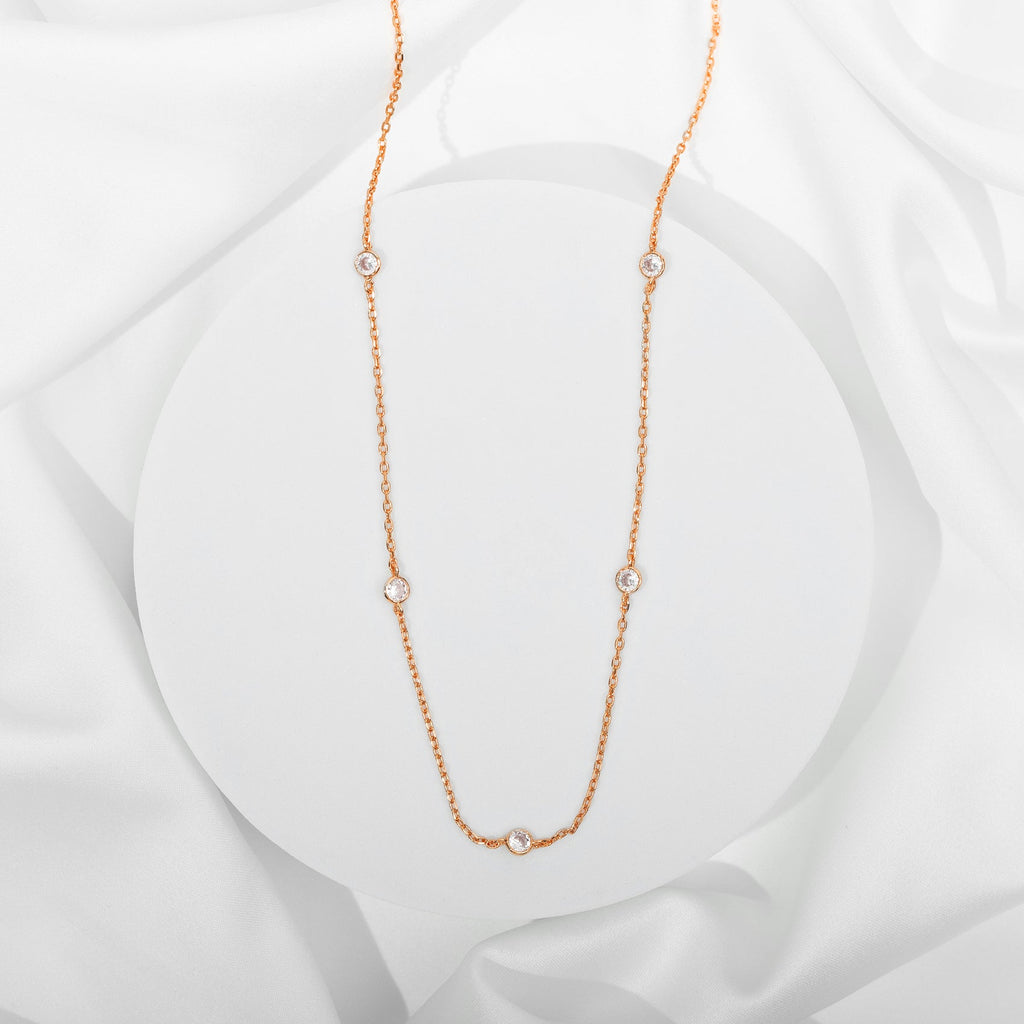 Simulated Diamond Station Necklace