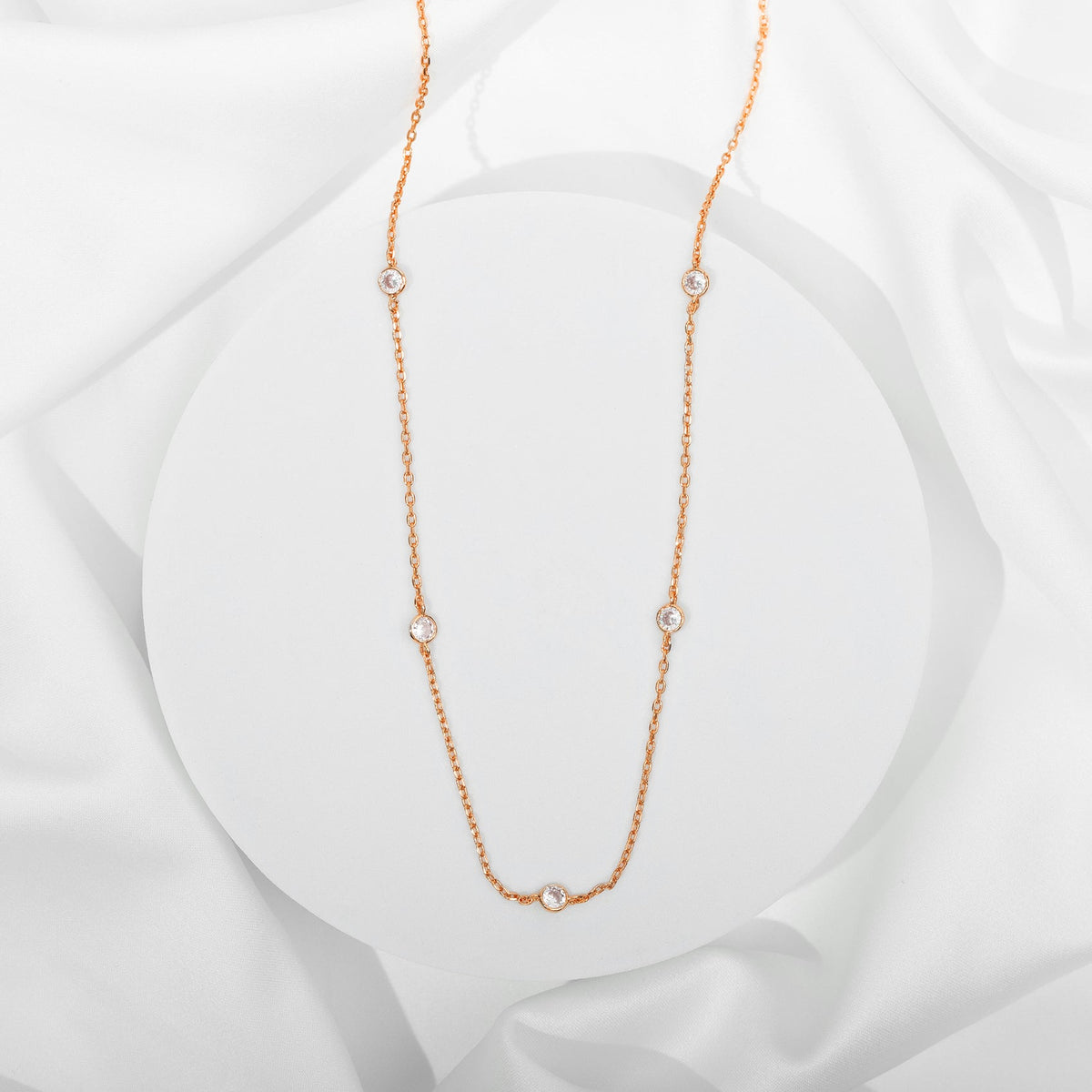 Simulated Diamond Station Necklace