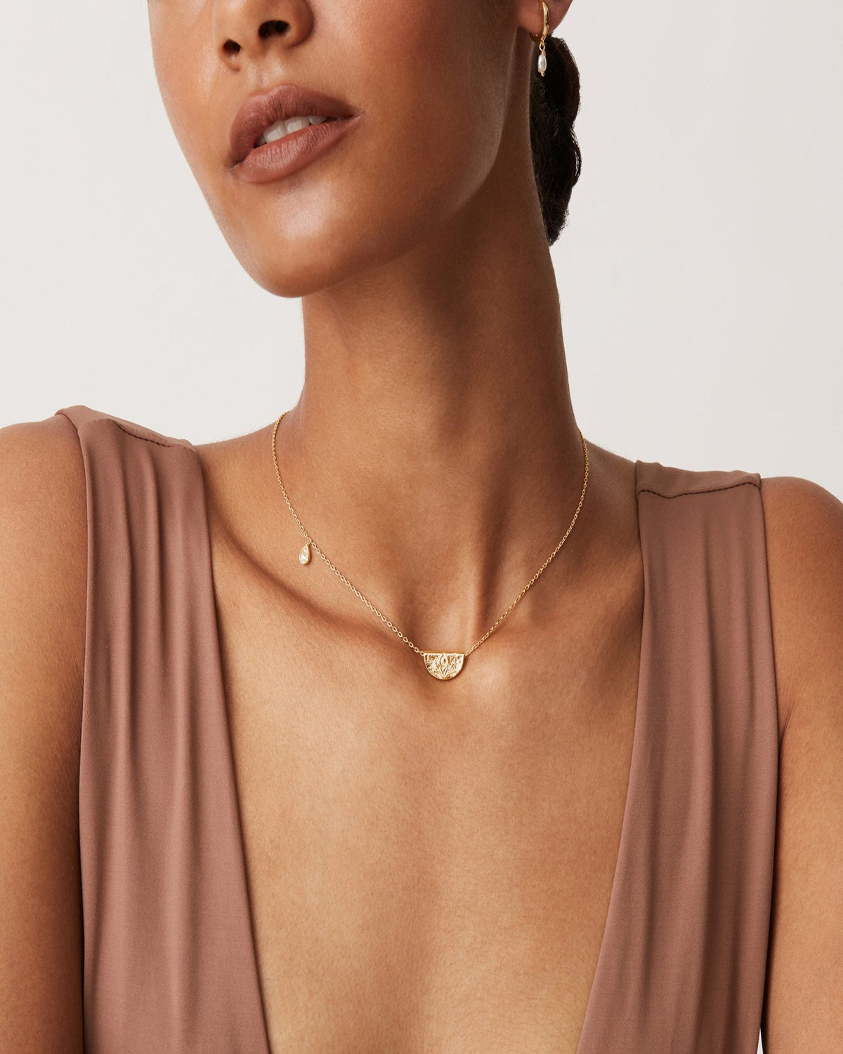 Lotus Engraved Pendant Necklace