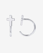 Cross Half Hoop Huggies
