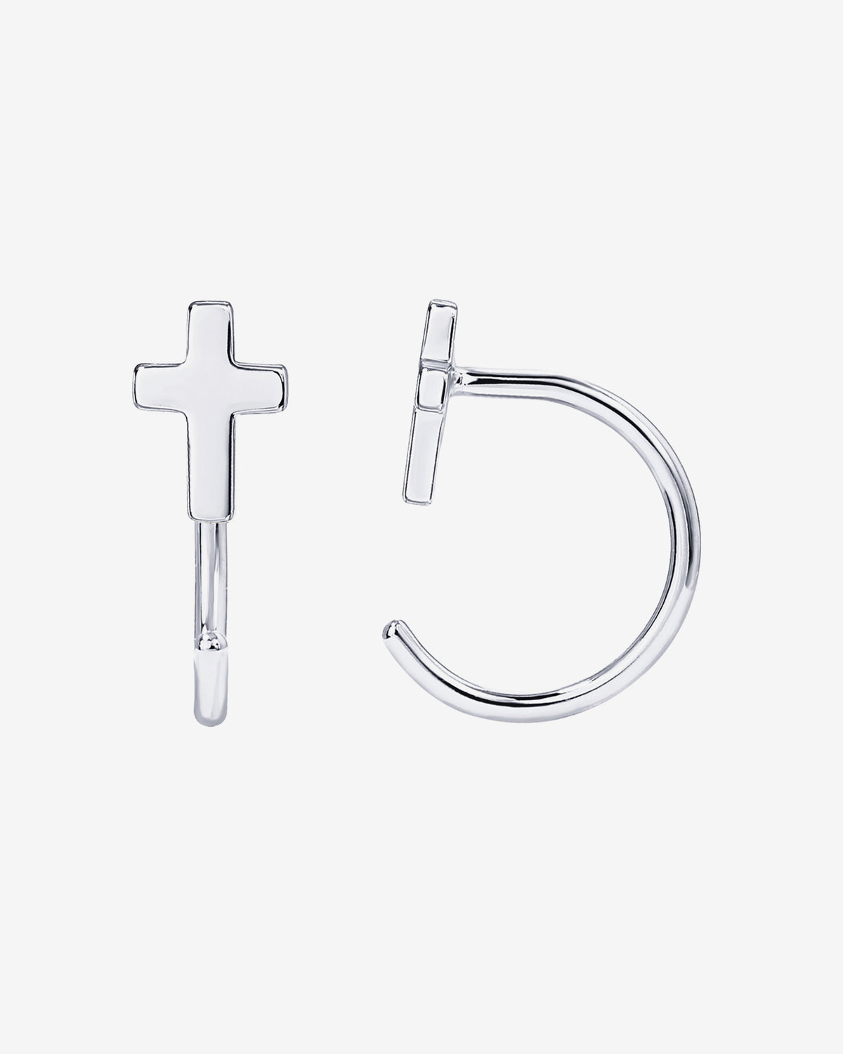 Cross Half Hoop Huggies