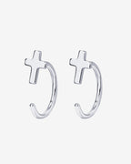 Cross Half Hoop Huggies