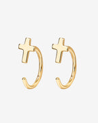 Cross Half Hoop Huggies
