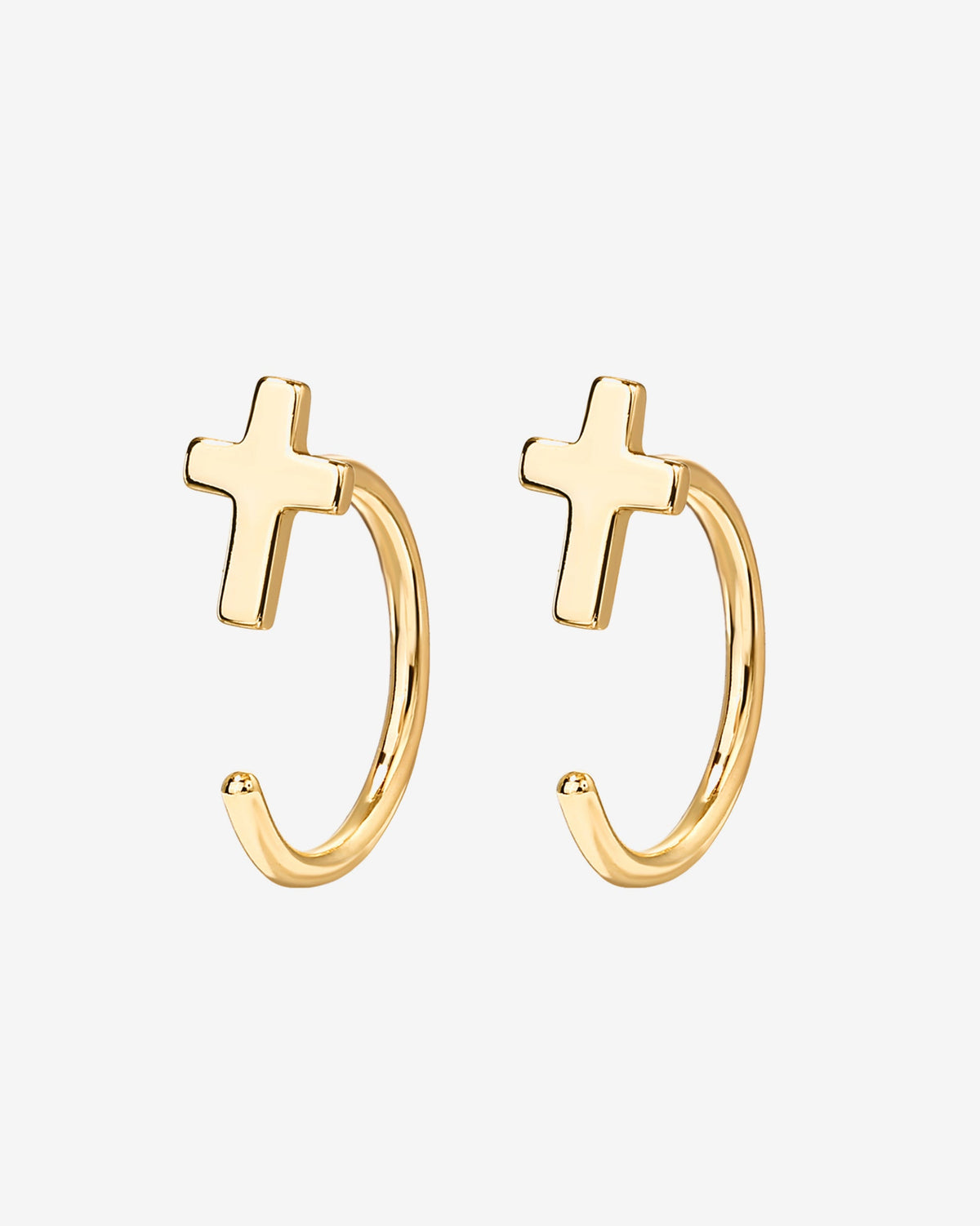 Cross Half Hoop Huggies
