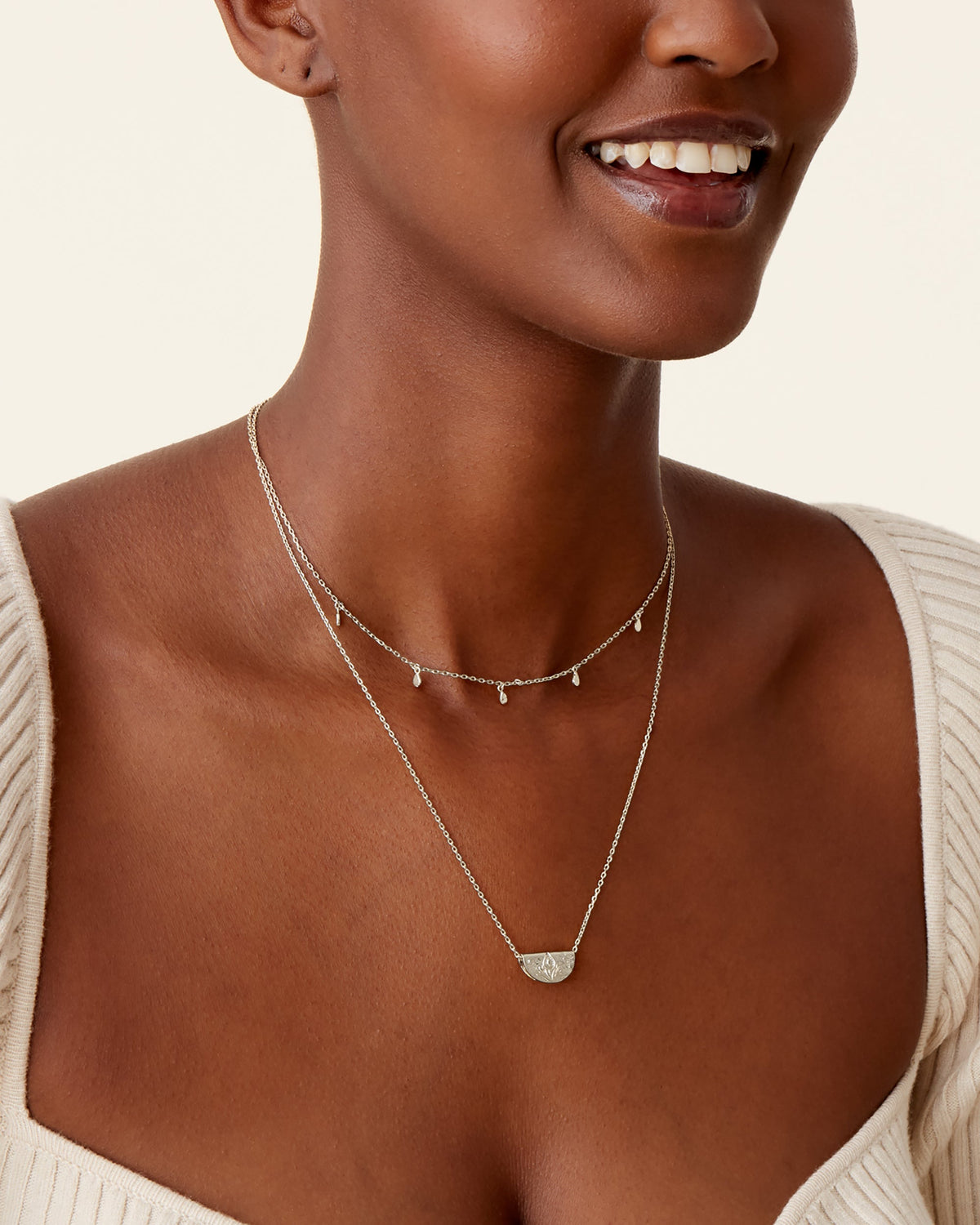 Layered Droplet Station Necklace