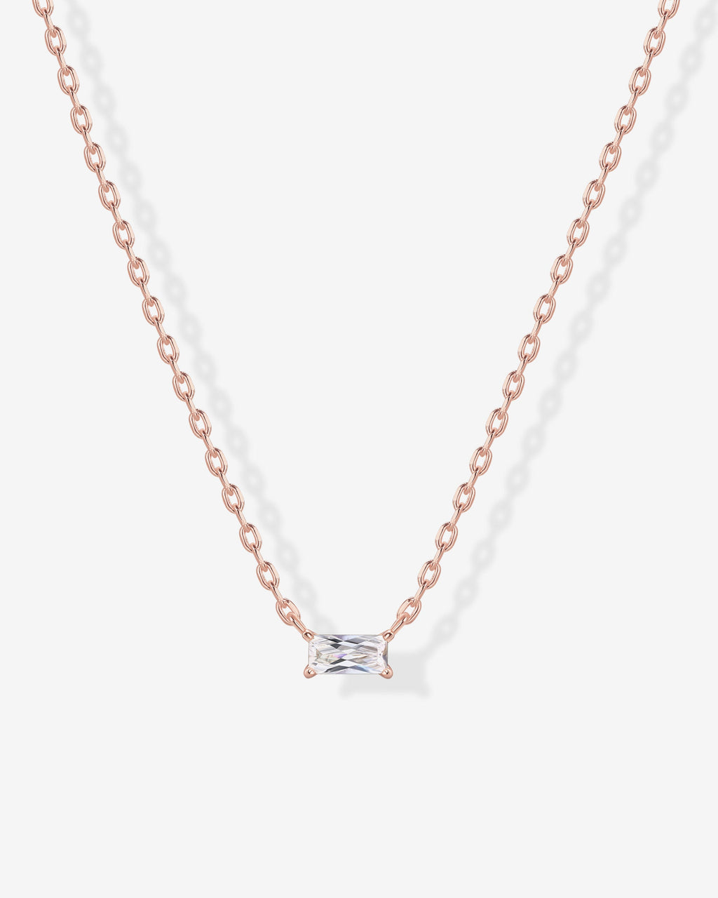 Layered Baguette Pendant Necklace