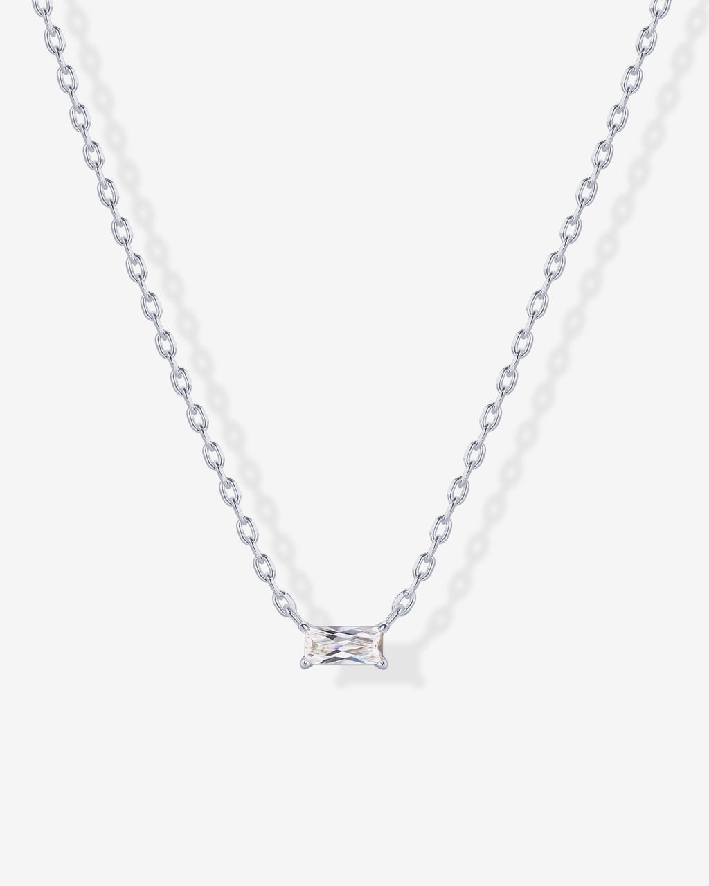 Layered Baguette Pendant Necklace