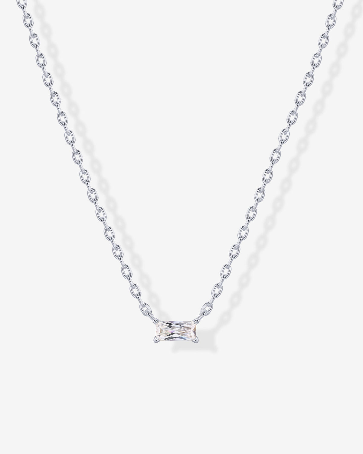 Layered Baguette Pendant Necklace