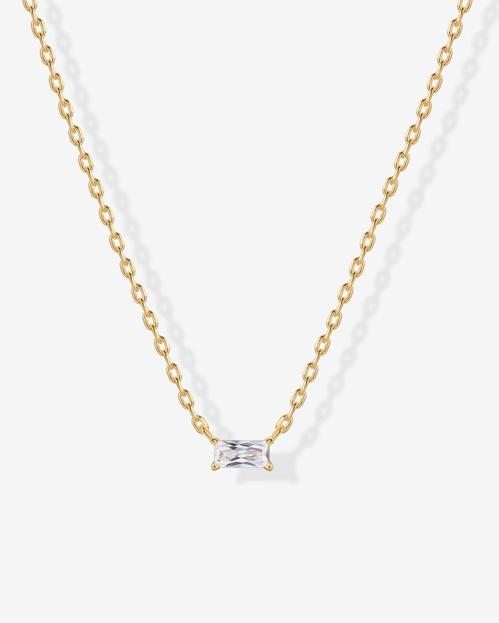 Layered Baguette Pendant Necklace
