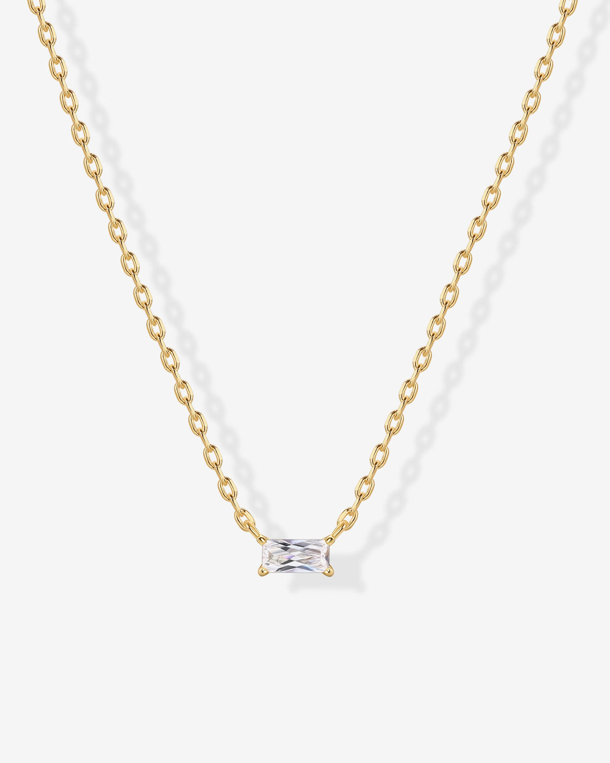 Layered Baguette Pendant Necklace