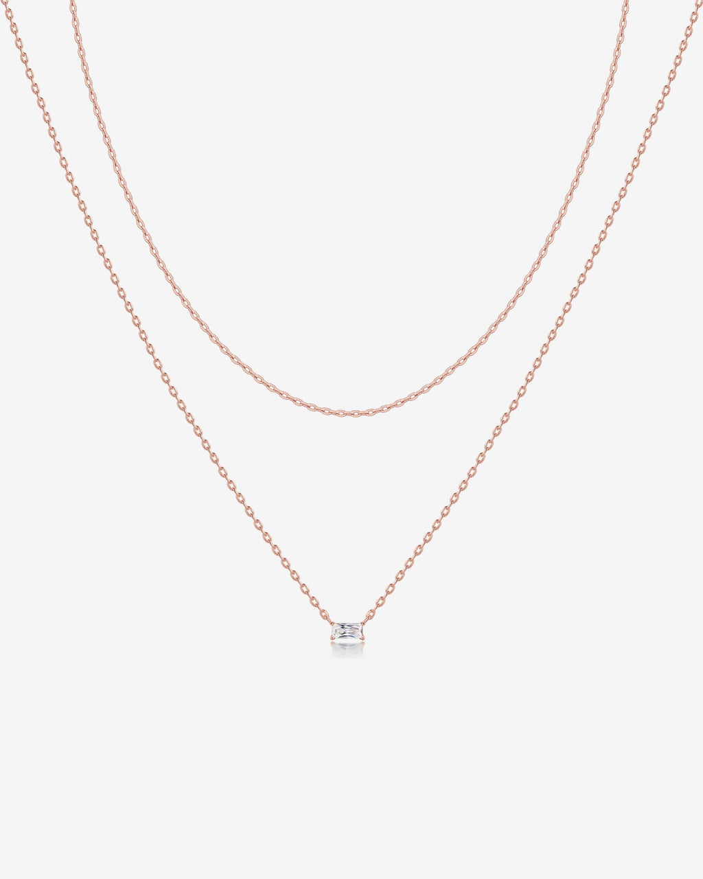 Layered Baguette Pendant Necklace