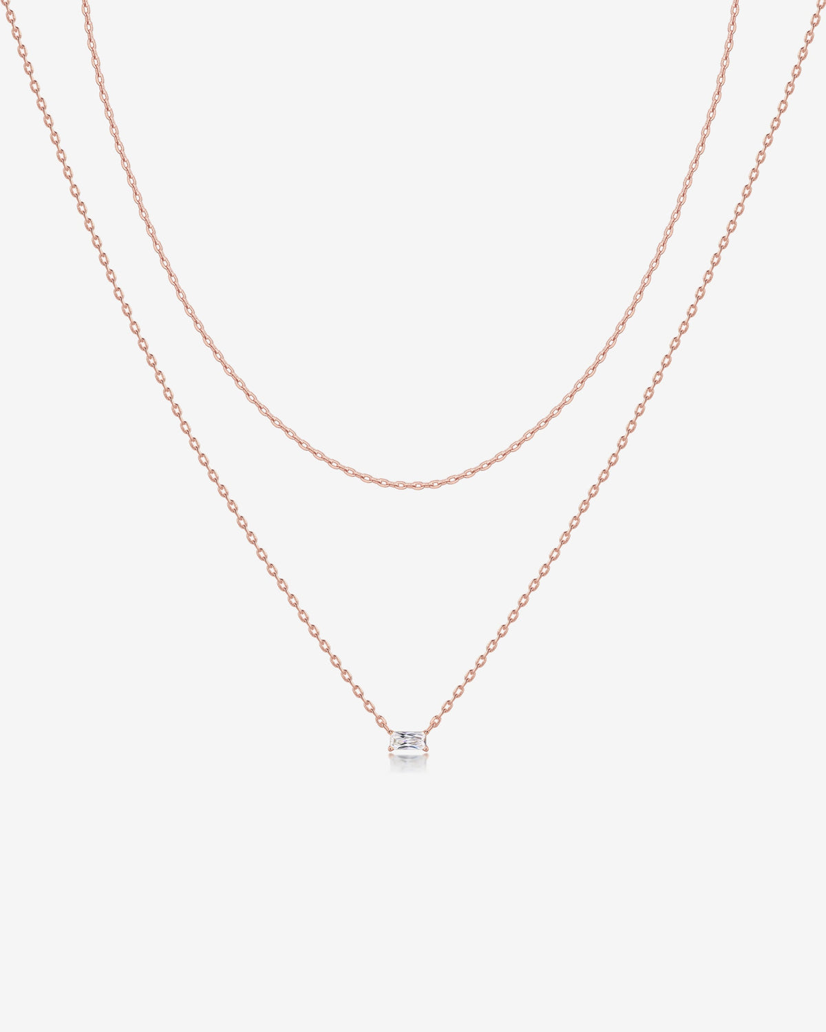 Layered Baguette Pendant Necklace