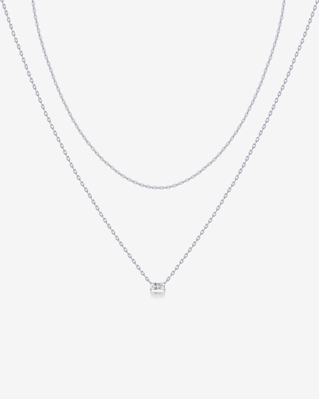 Layered Baguette Pendant Necklace