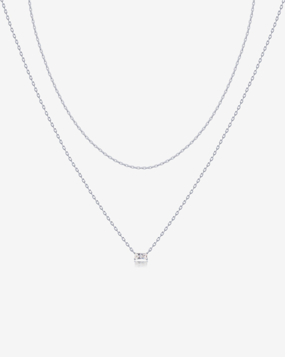 Layered Baguette Pendant Necklace