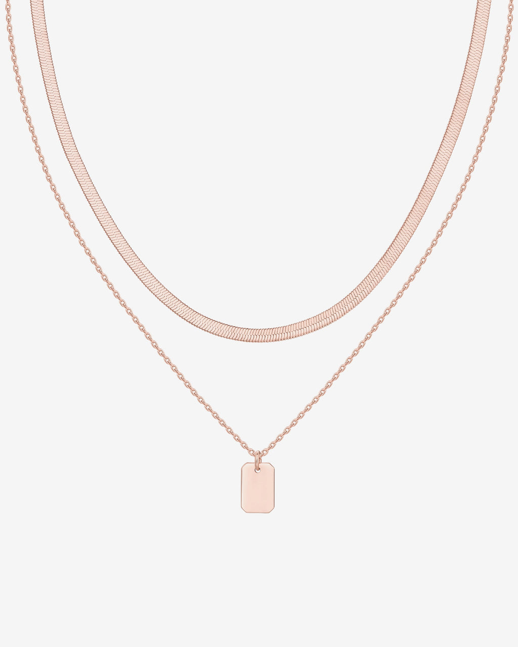 Layered Dog Tag Pendant Necklace