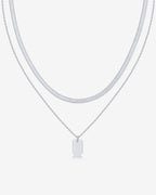 Layered Dog Tag Pendant Necklace