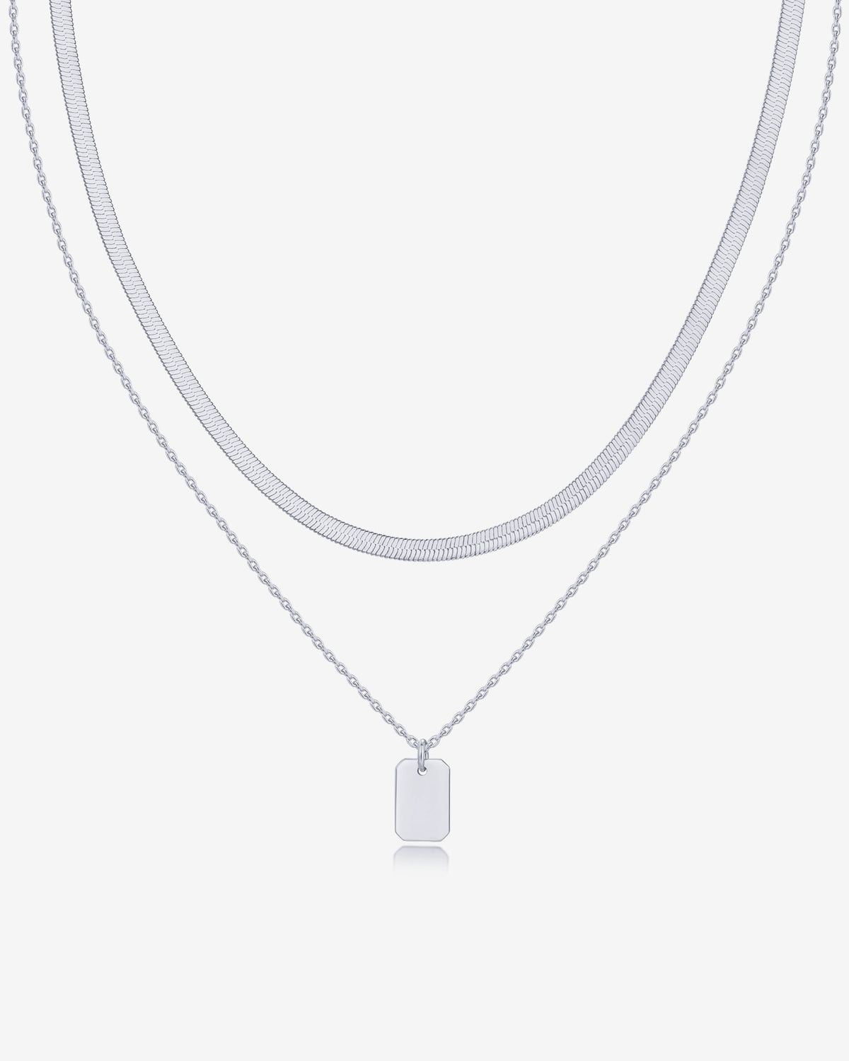 Layered Dog Tag Pendant Necklace