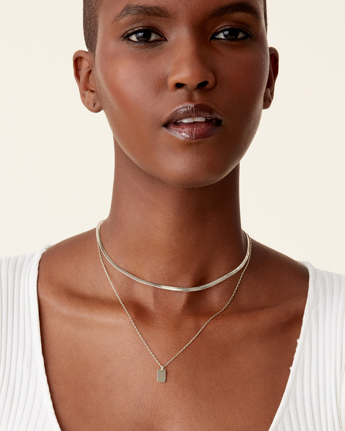 Layered Dog Tag Pendant Necklace