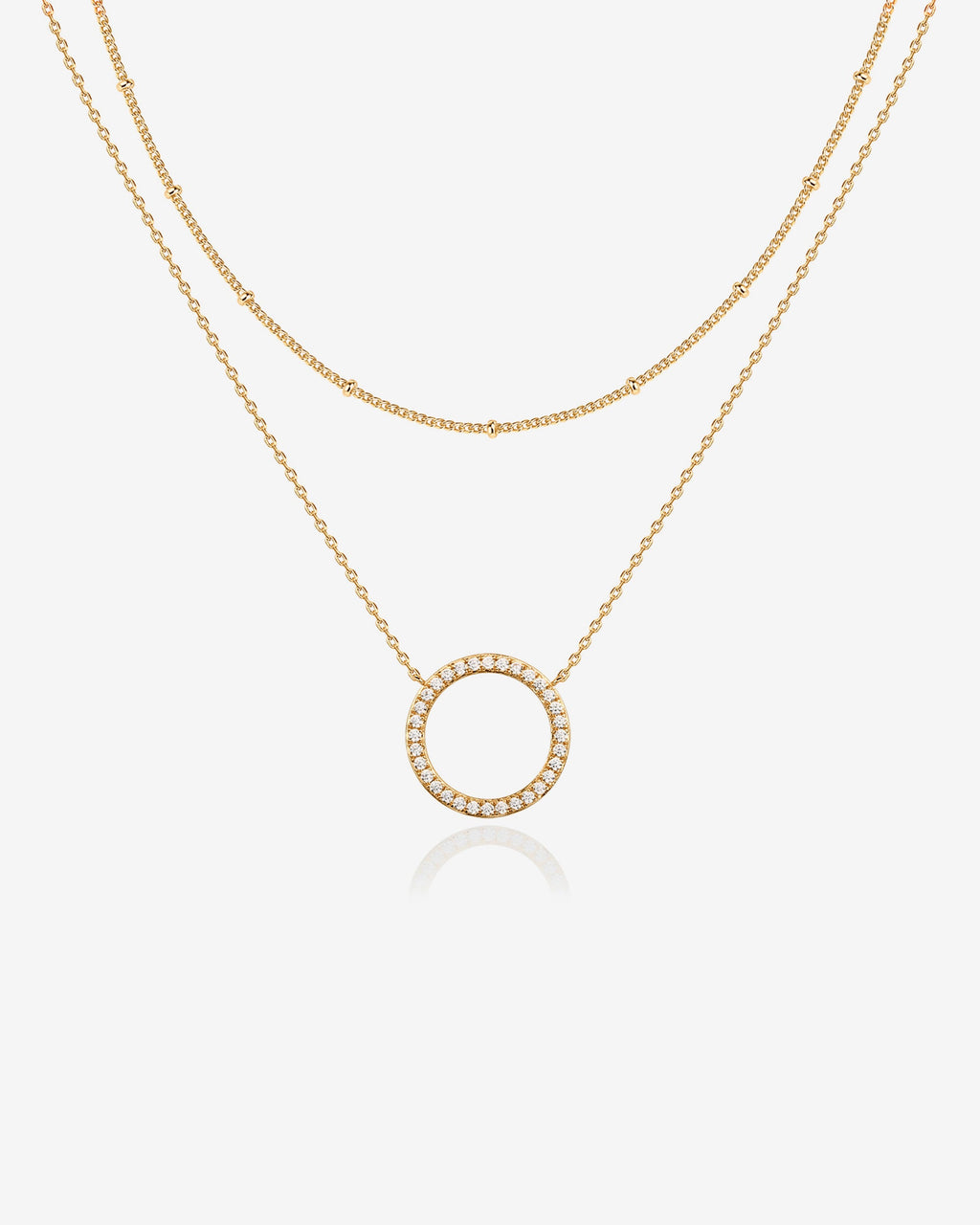 Layered Open Circle Pendant Necklace