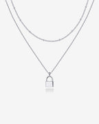 Layered Lock Pendant Necklace