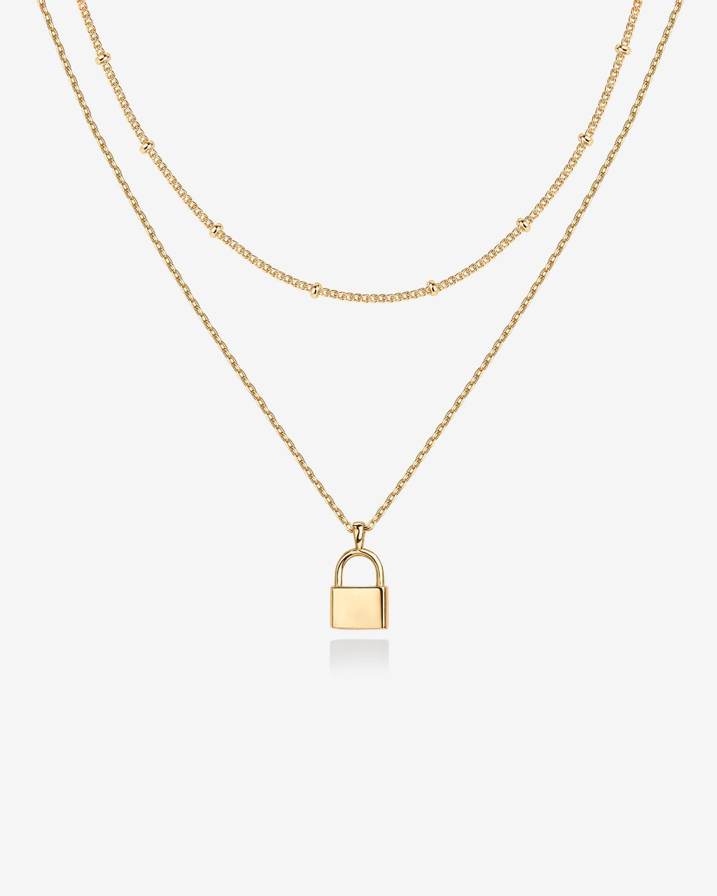 Layered Lock Pendant Necklace