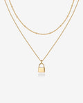 Layered Lock Pendant Necklace