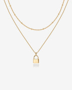 Layered Lock Pendant Necklace