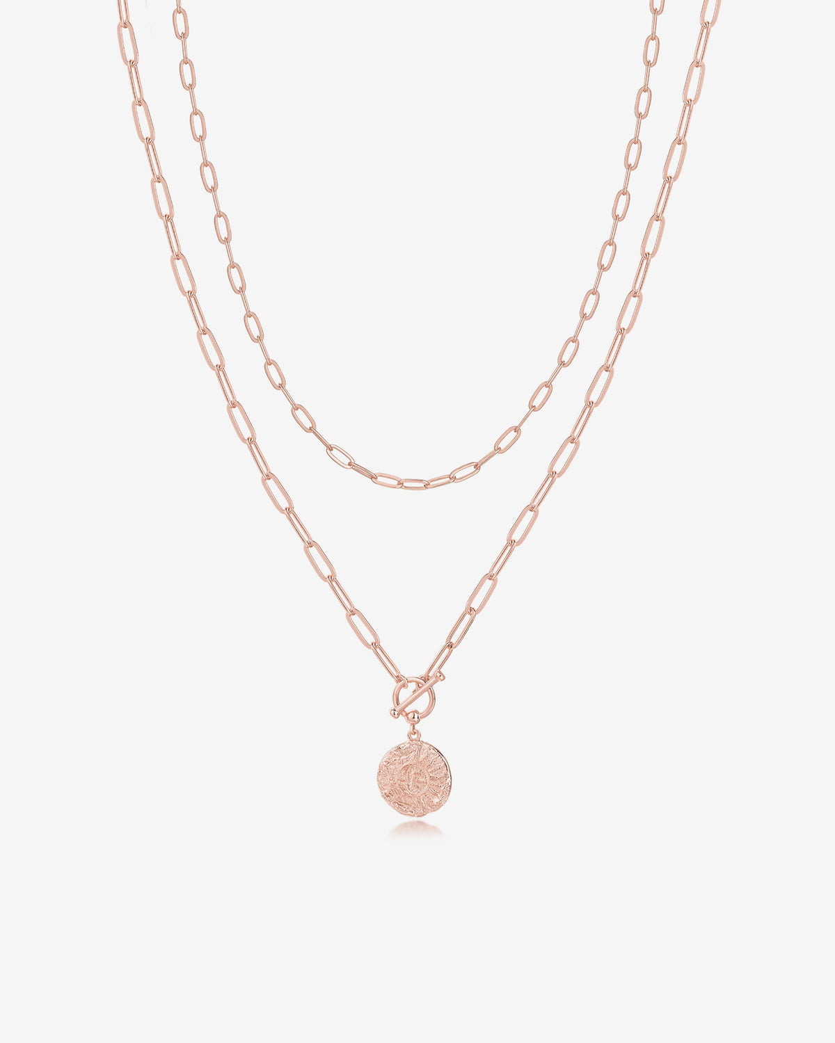 Layered Pendant Paperclip Necklace