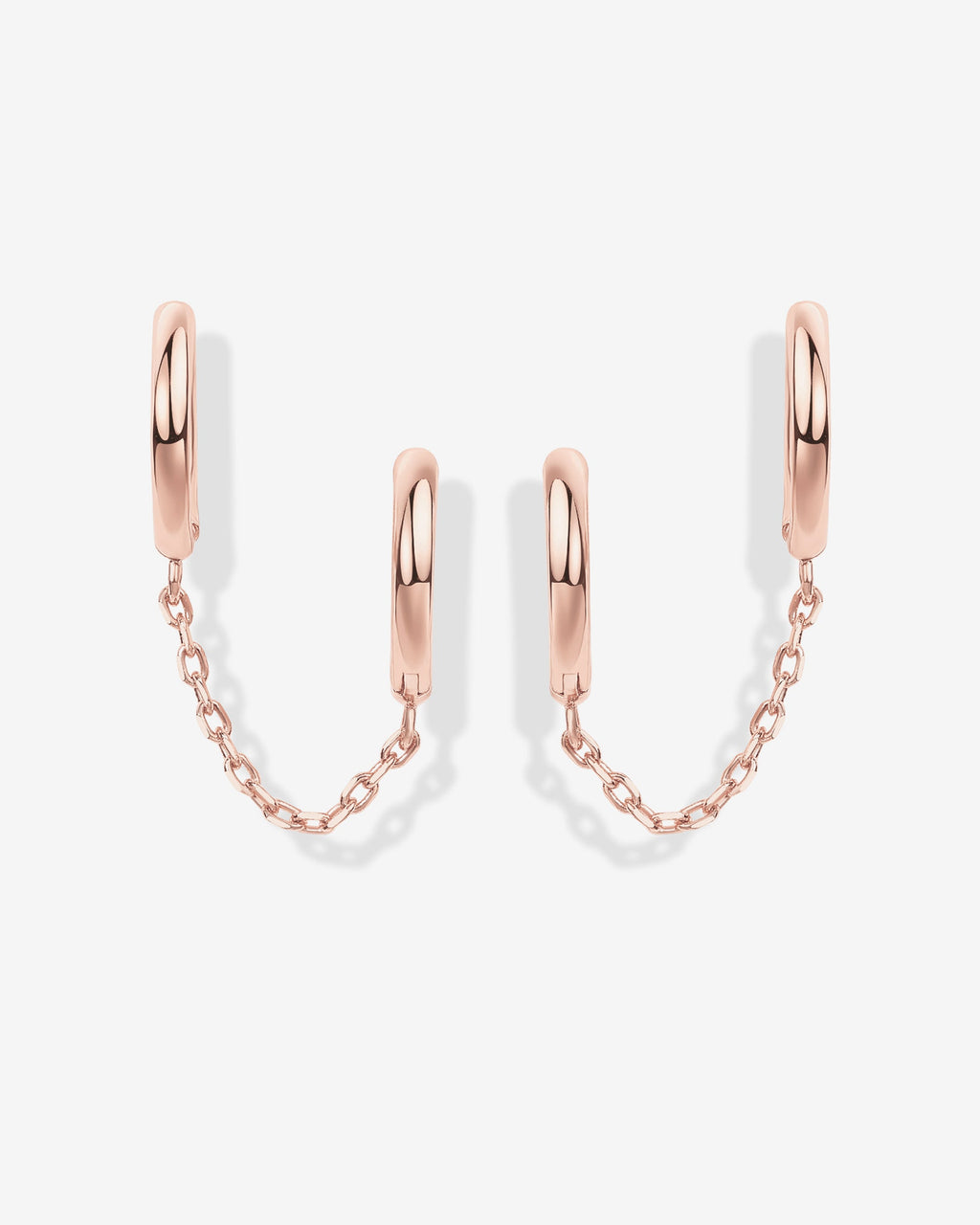 Double Huggie Dangle Chain Earrings