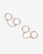 Double Huggie Dangle Chain Earrings