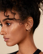 Double Huggie Dangle Chain Earrings