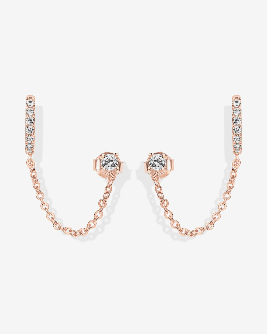Chained Huggie Hoop with CZ Stud