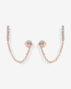 Chained Huggie Hoop with CZ Stud