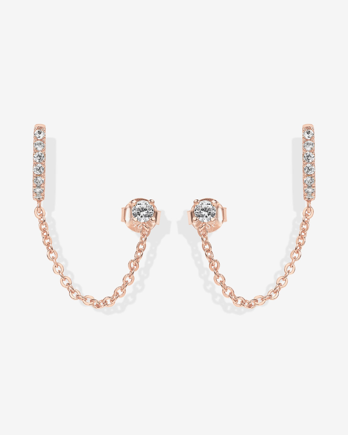 Chained Huggie Hoop with CZ Stud