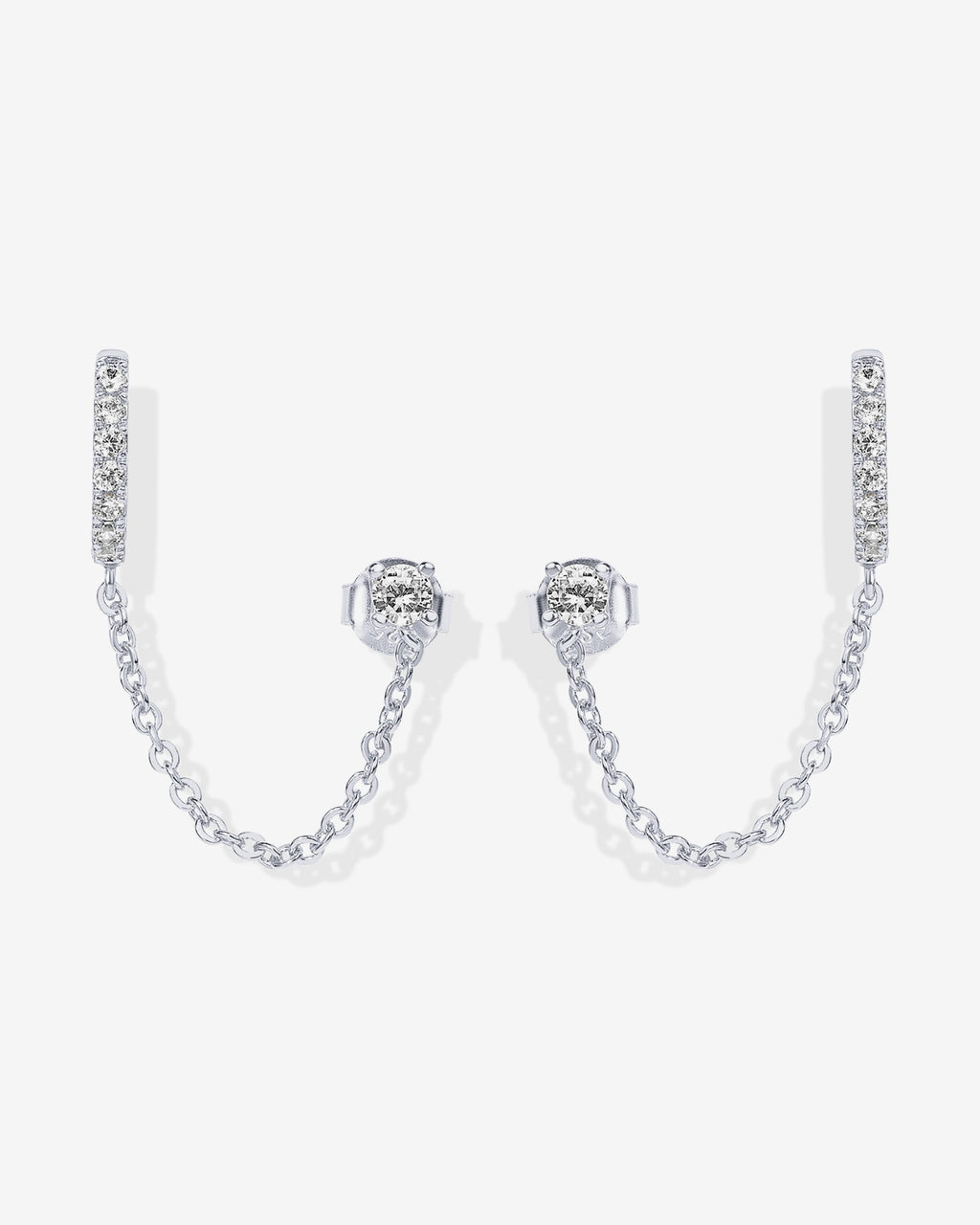 Chained Huggie Hoop with CZ Stud