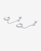 Chained Huggie Hoop with CZ Stud