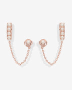 Pearled Chained Huggie Hoop with Stud