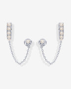 Pearled Chained Huggie Hoop with Stud