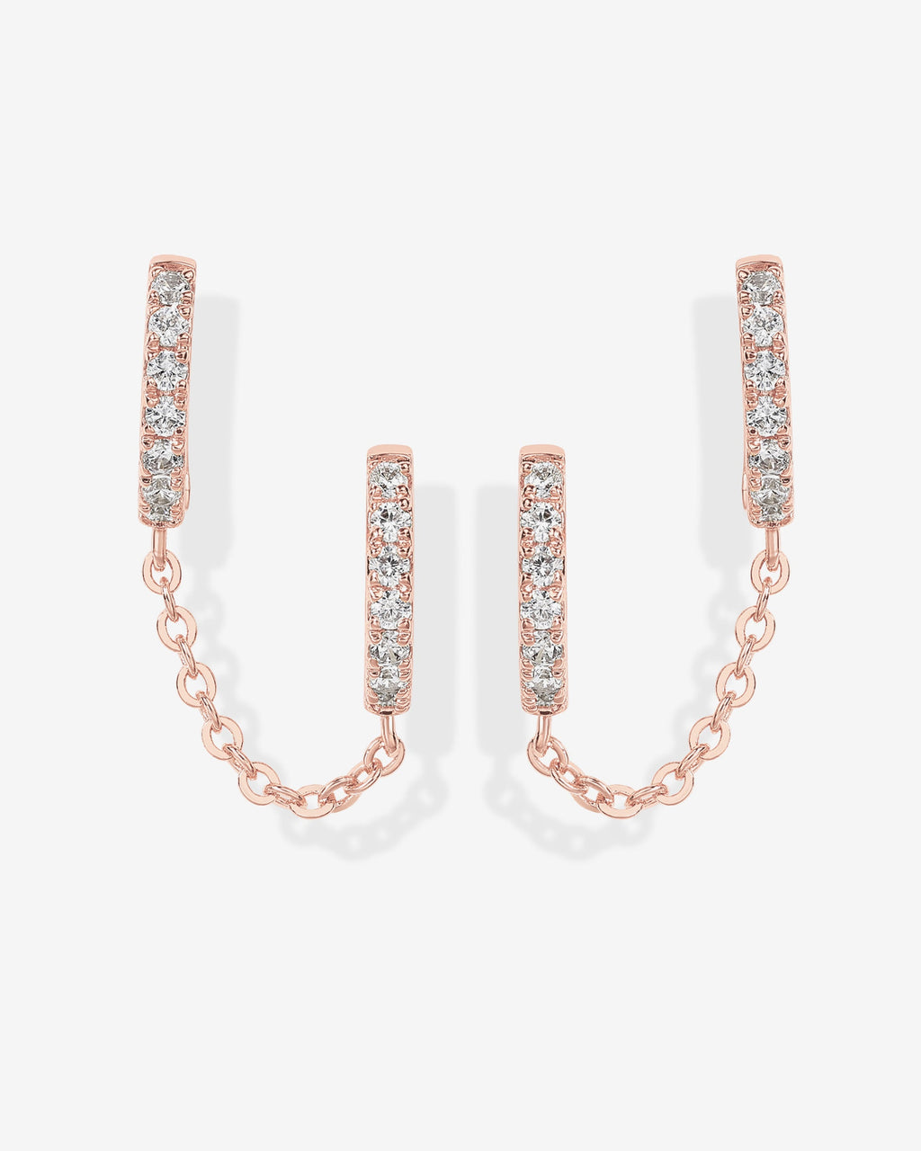 Double Hoop CZ Chained Huggie Hoop