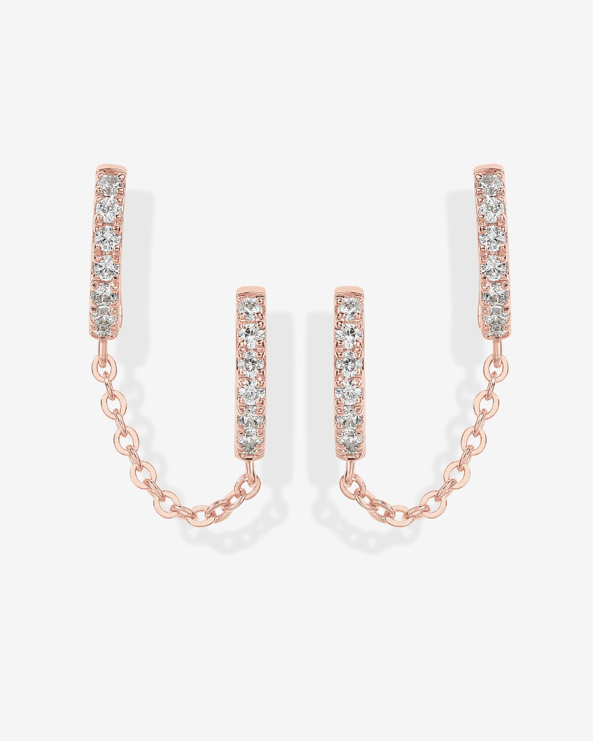 Double Hoop CZ Chained Huggie Hoop
