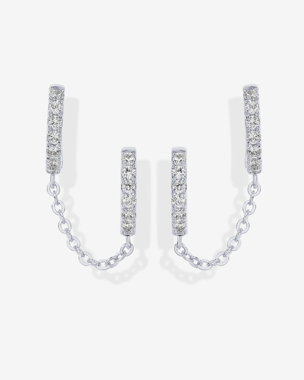 Double Hoop CZ Chained Huggie Hoop
